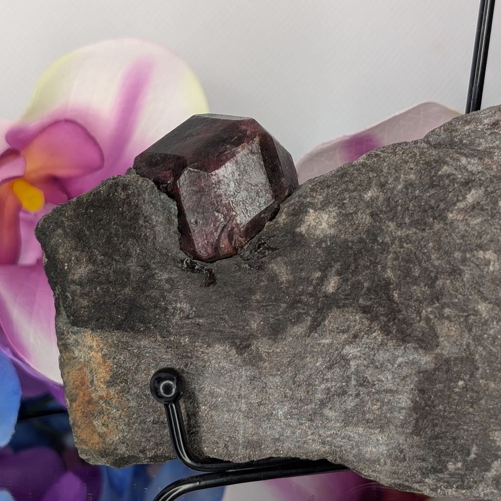 Natural Garnet in Rock Matrix